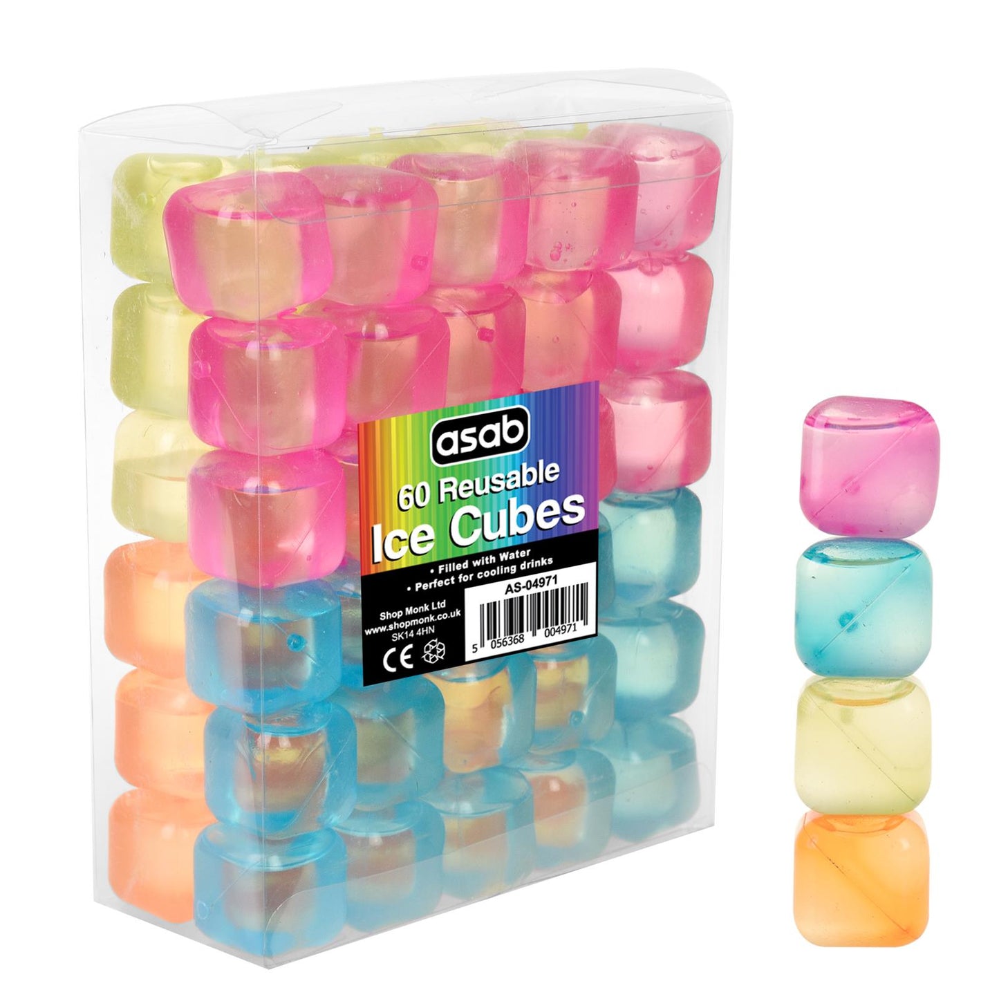 Pack Of 60 Reusable Multi-Colored Ice Cubes