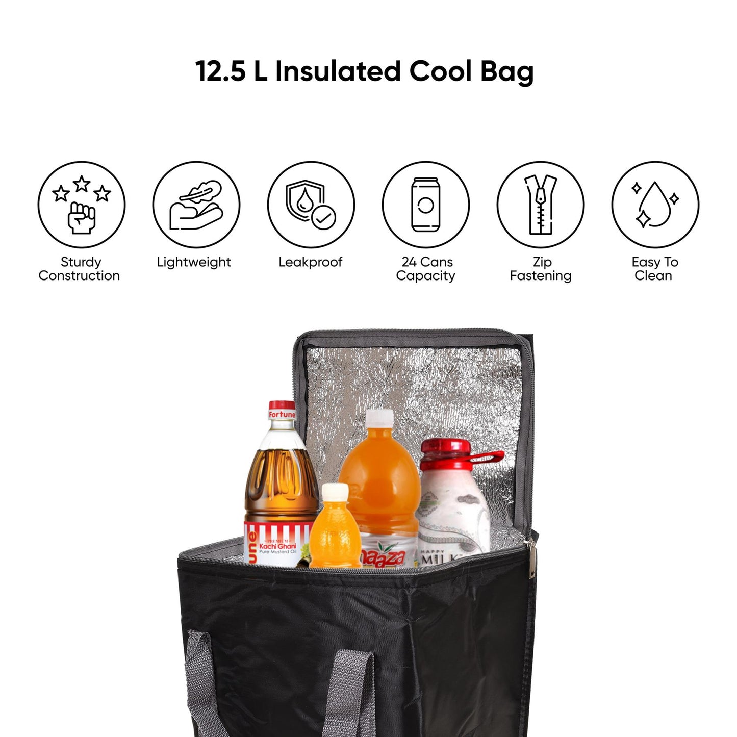 Insulated Cooler Bag With Handles For 24 Cans