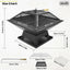Square Fire Pit Tabletop Outdoor Steel Fire Pit