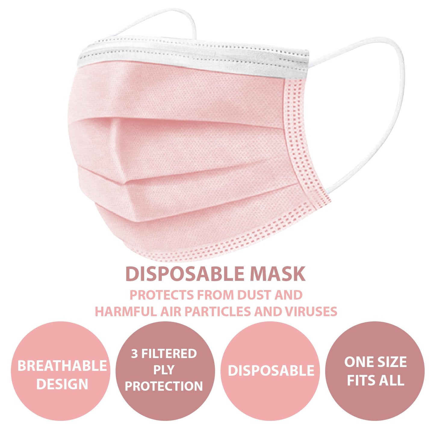 Breathable Black Face Mask, Disposable Protective Mask