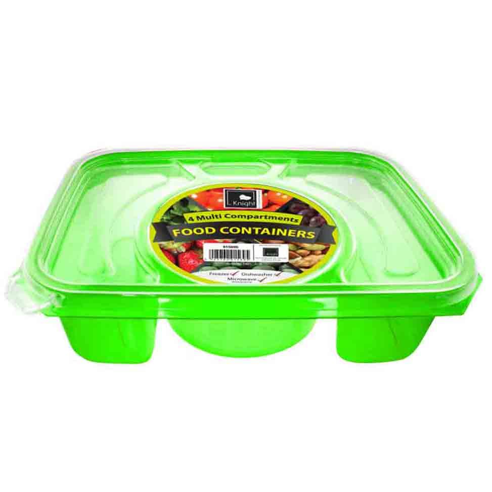 Leak-Proof and BPA-Free 4 Compartment Rectangle Lunchbox for Healthy Meals On-the-Go