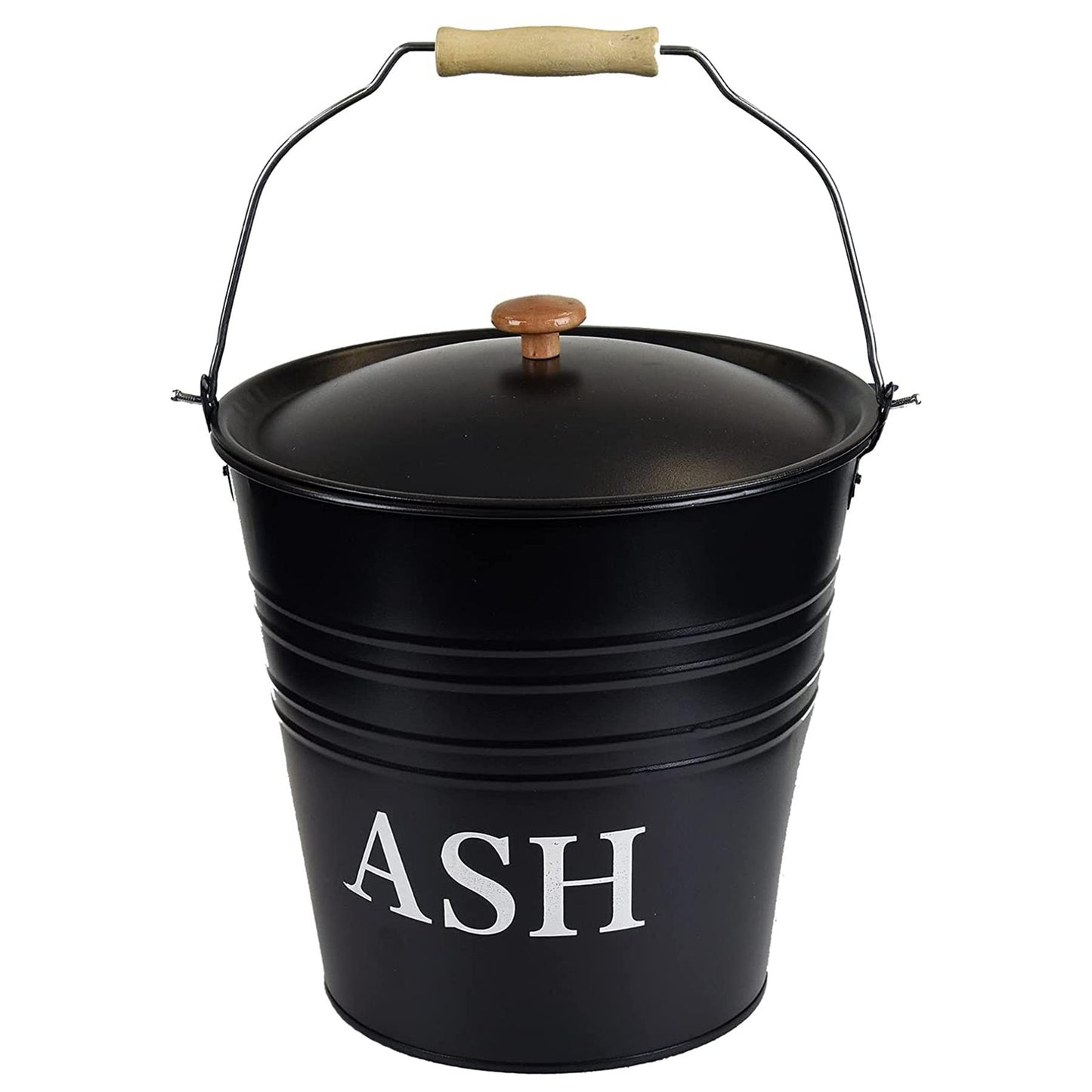 10L Metal Ash Bucket Fireside Storage Coal Bin Skuttle With Lid Fire Log