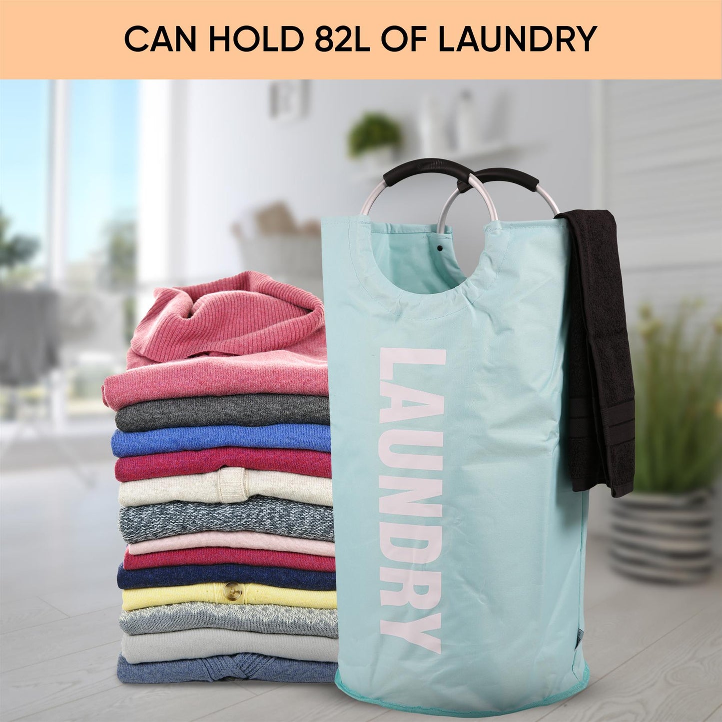 Large 82L Collapsible Laundry Hamper with Handles