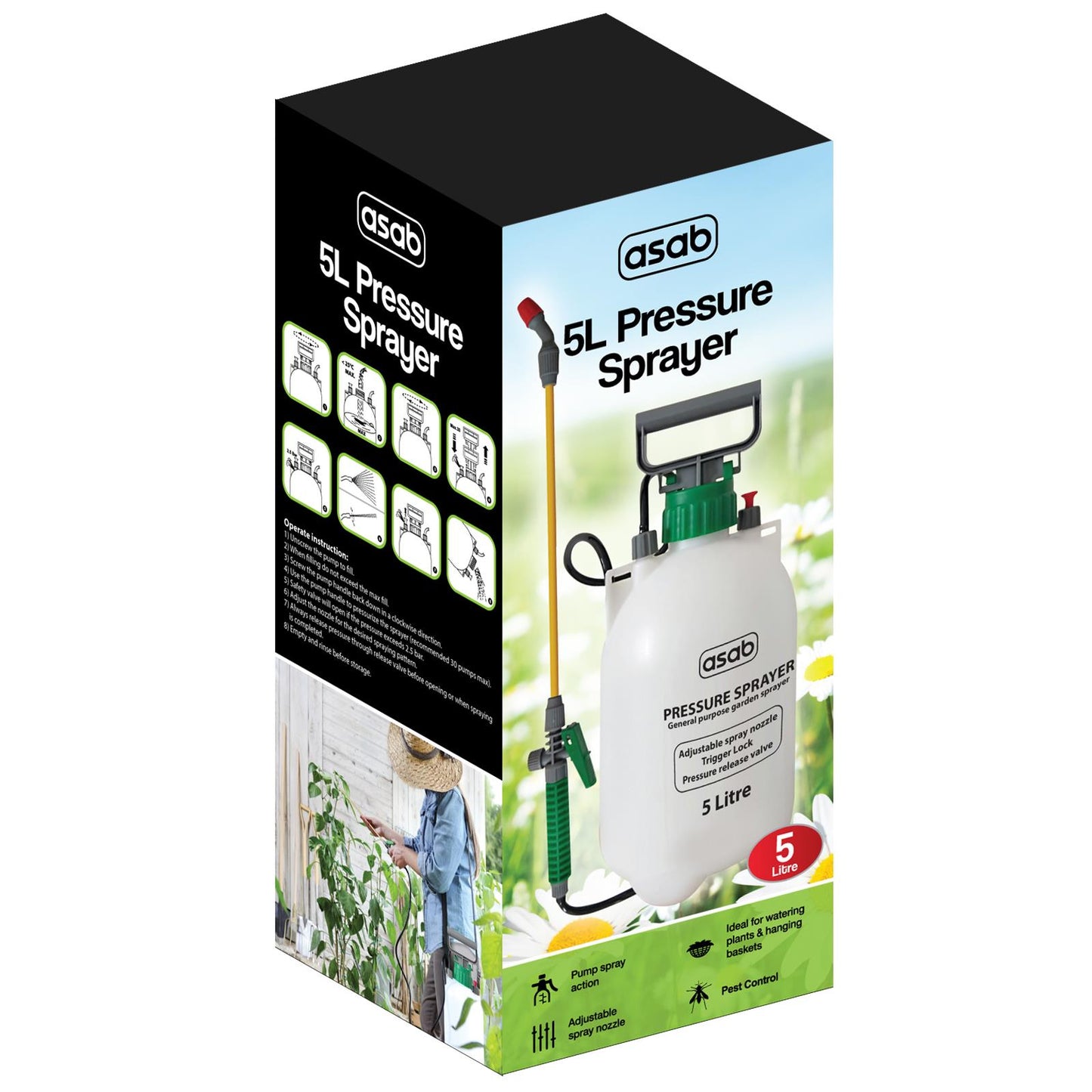 High Pressure Water Pump Sprayer - 5L For Shower Weed And More