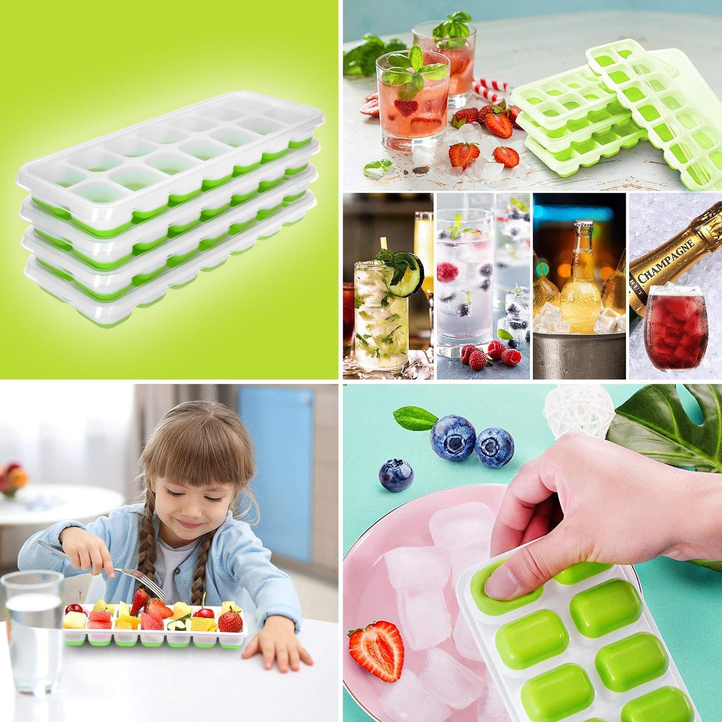 Create ice cubes with ease using 4Pcs Plastic Mini Ice Cube Trays