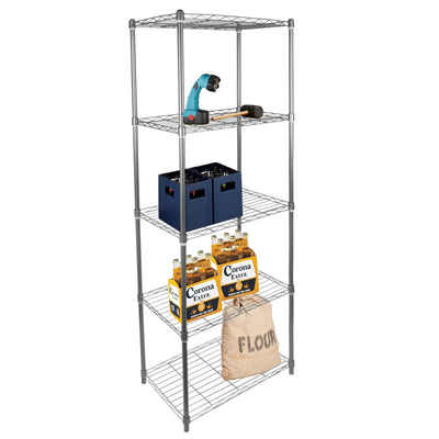 5 Tier Wire Frame Shelf Shelving Shelves Rack Racking Home Storage Unit