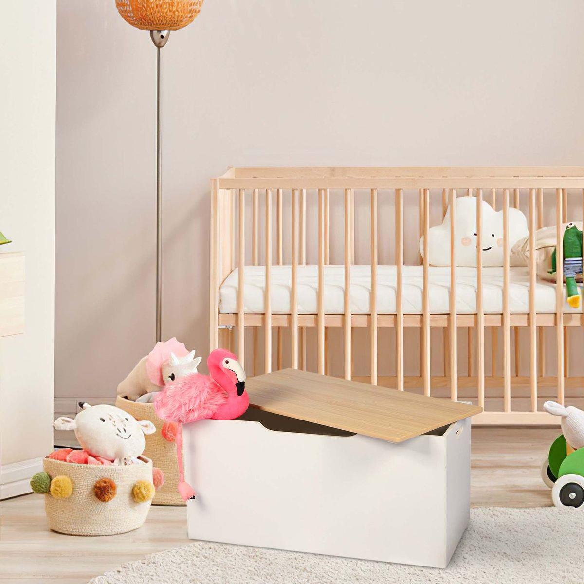 White Wooden Storage Chest For Kids Toys And Blankets