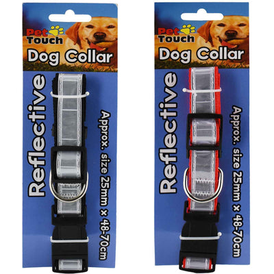 Nylon Dog Collar with Reflective Stripes