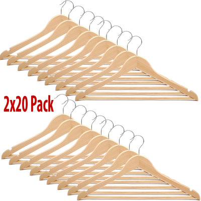 Natural Wood Clothes Hangers for Suits and Garments