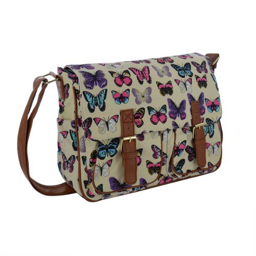 Butterfly Printed Crossbody Bag for Women, Fashionable Canvas Tote Bag, Ladies Travel Shoulder Bag