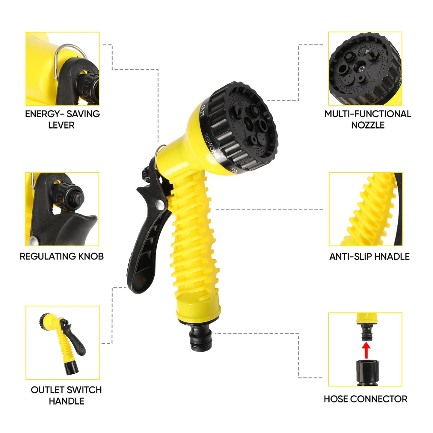 Expanding Hose 30M/100FT With 7 Dial Spray Gun Yellow