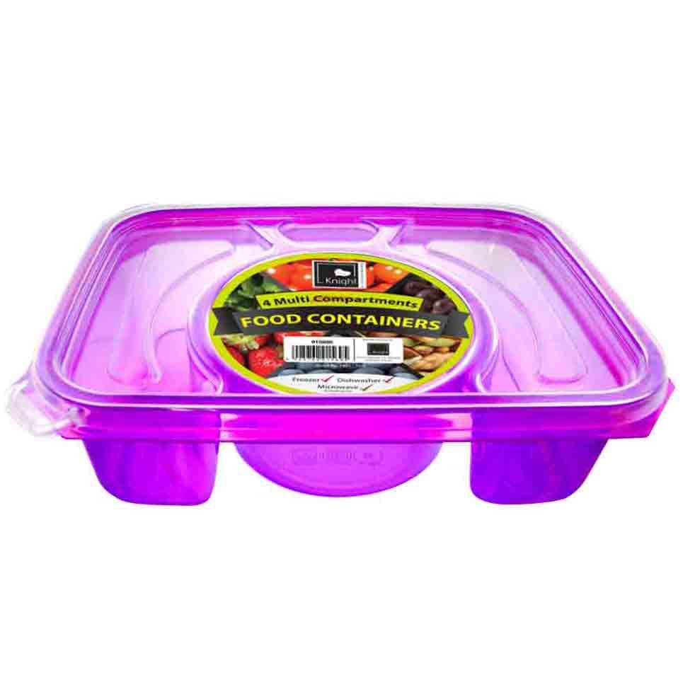 Leak-Proof and BPA-Free 4 Compartment Rectangle Lunchbox for Healthy Meals On-the-Go