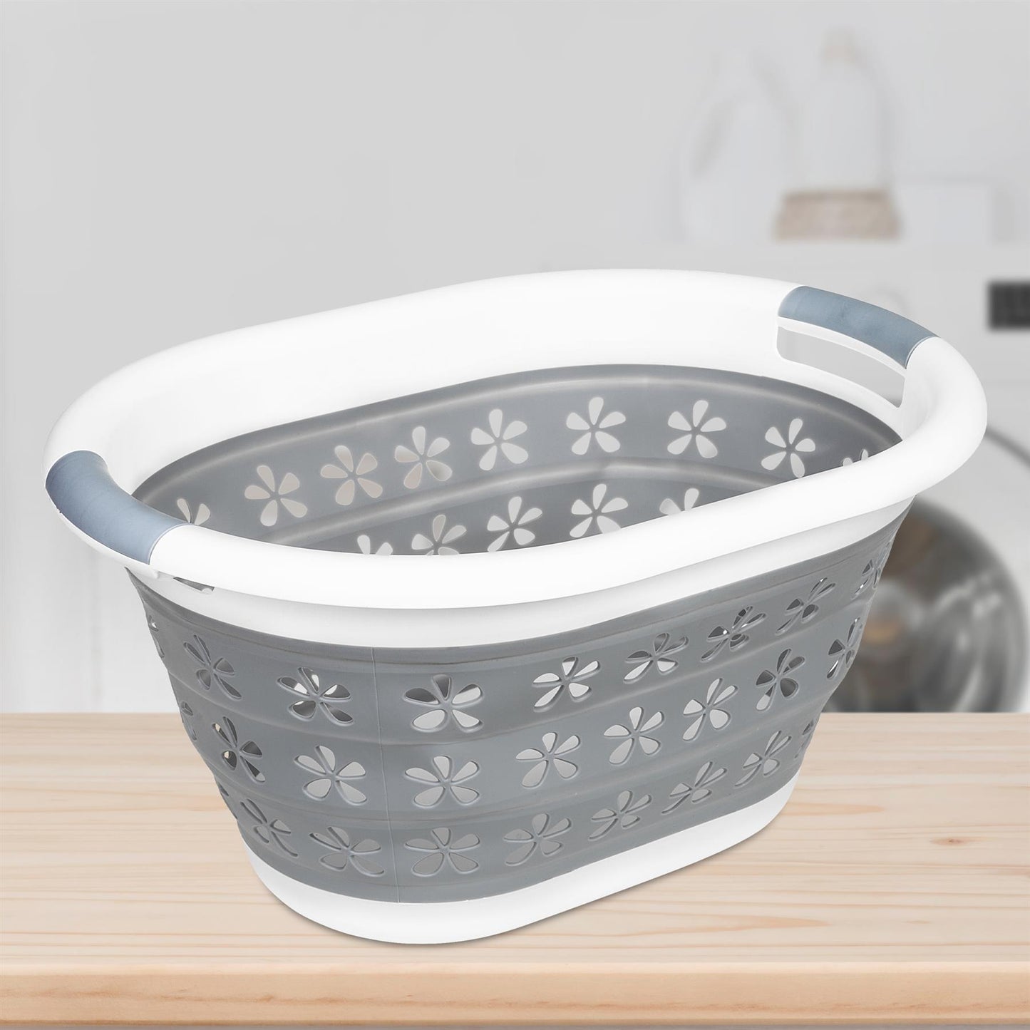 Collapsible Laundry Basket With Floral Print