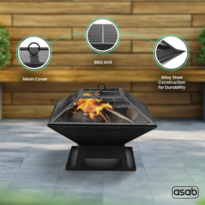 Square Fire Pit Tabletop Outdoor Steel Fire Pit