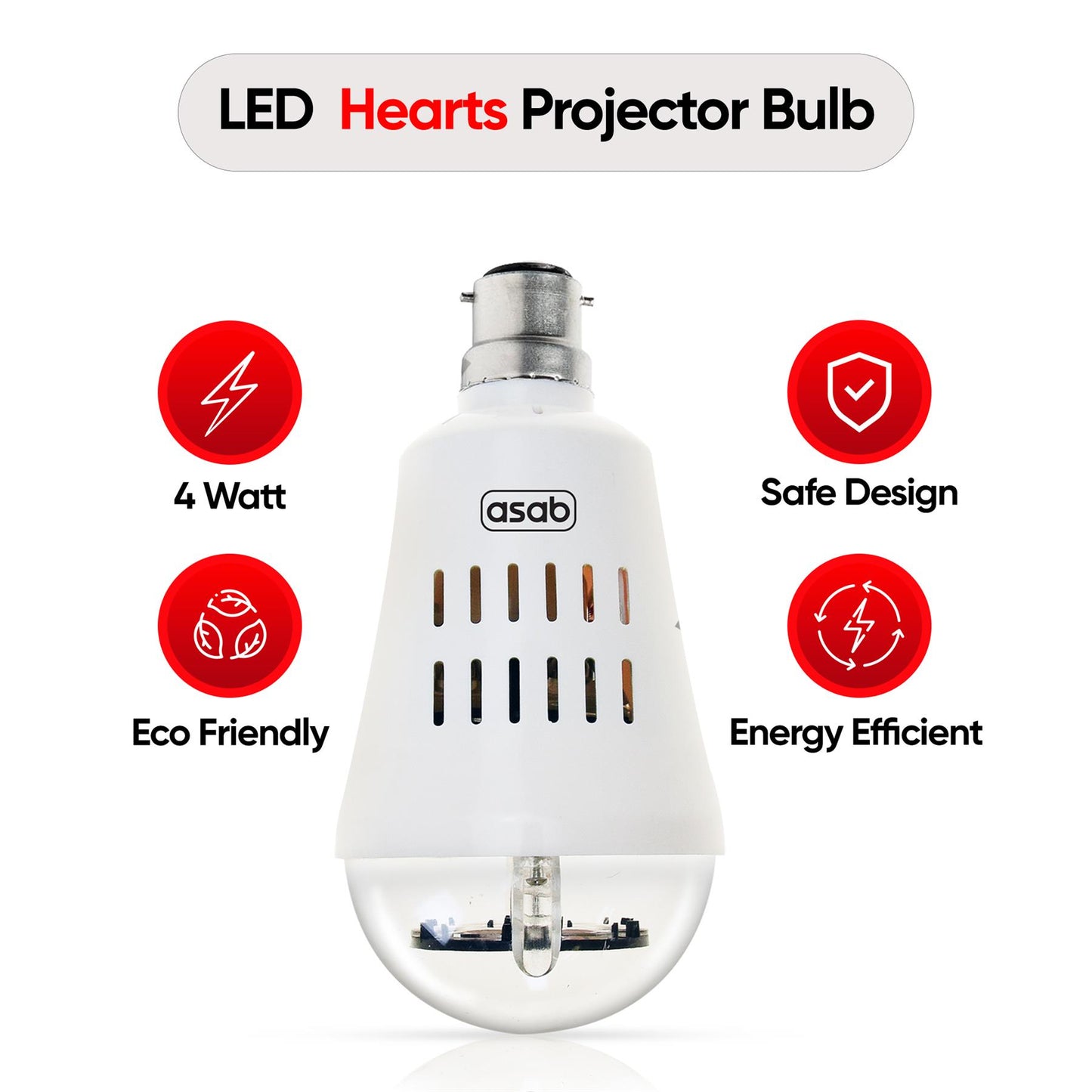 Led Heart Projector Night Light With E27 Socket