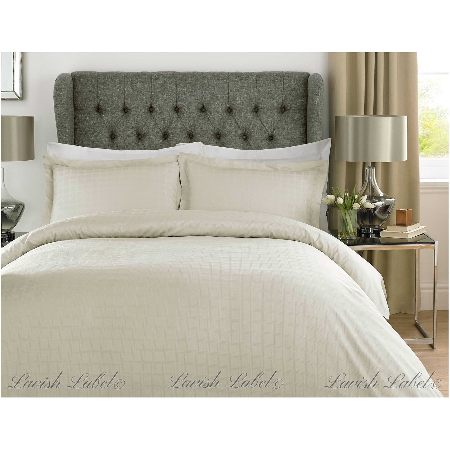 Create a Luxurious Bedroom with 100% Cotton Satin Stripe Check Duvet Set