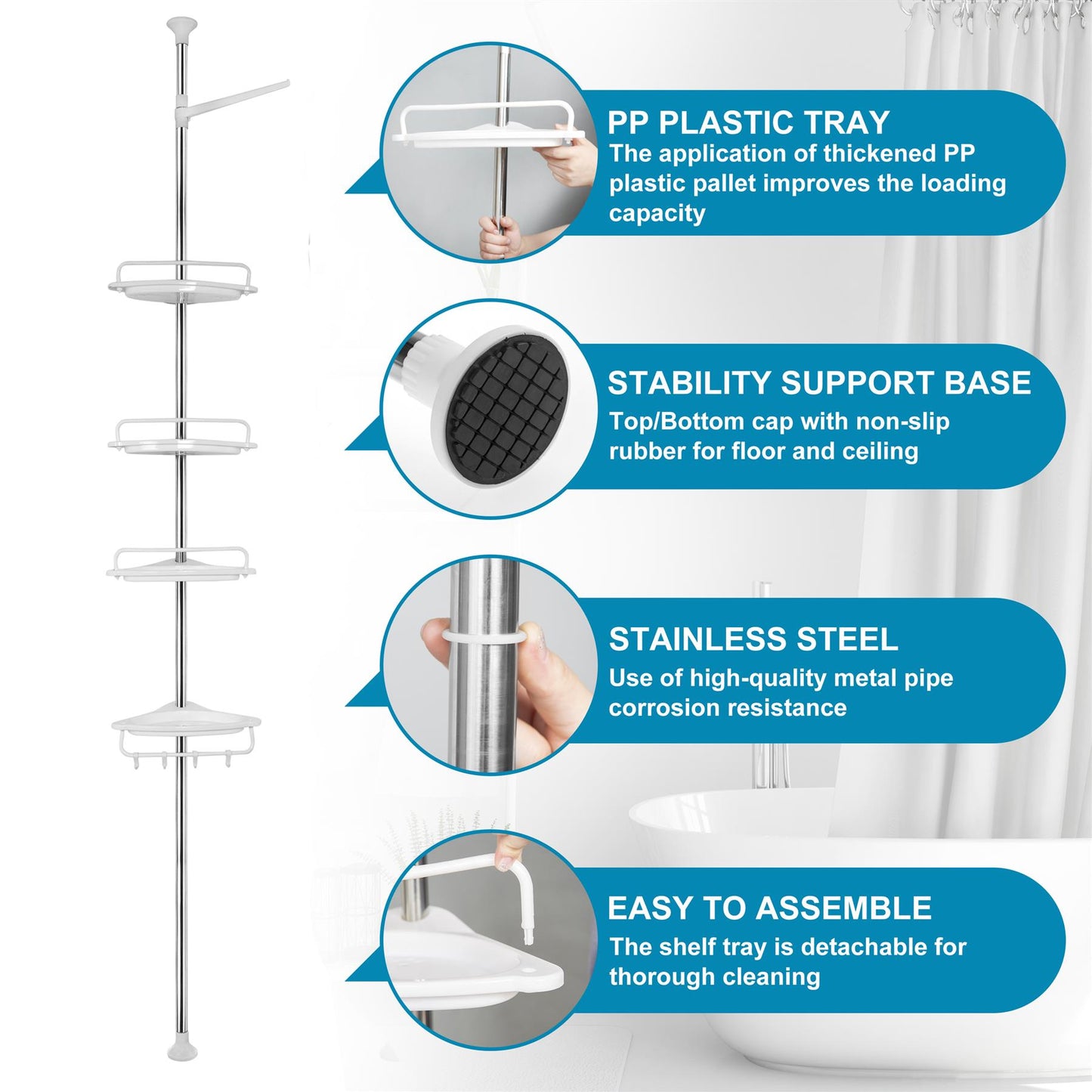 Adjustable Shower Caddy 4-Tier Bathroom Organizer