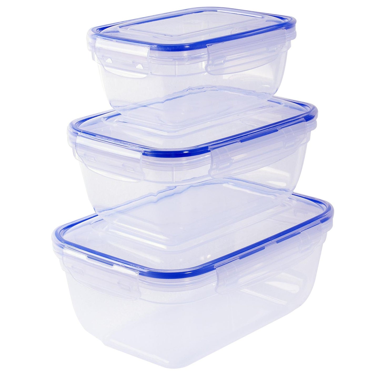 Set Of Airtight And Leak-Proof Plastic Meal Boxes With A Clip Seal Lock