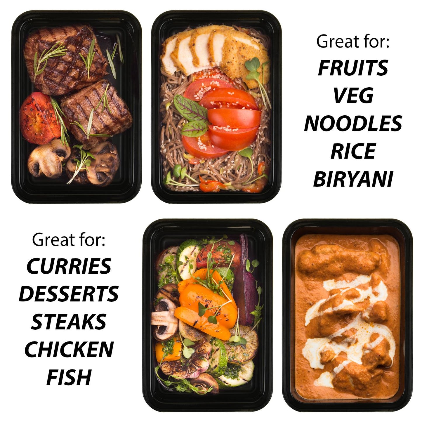 Plastic Food Containers for Meal Prep and Takeaway with Microwave and Freezer Safe Lids