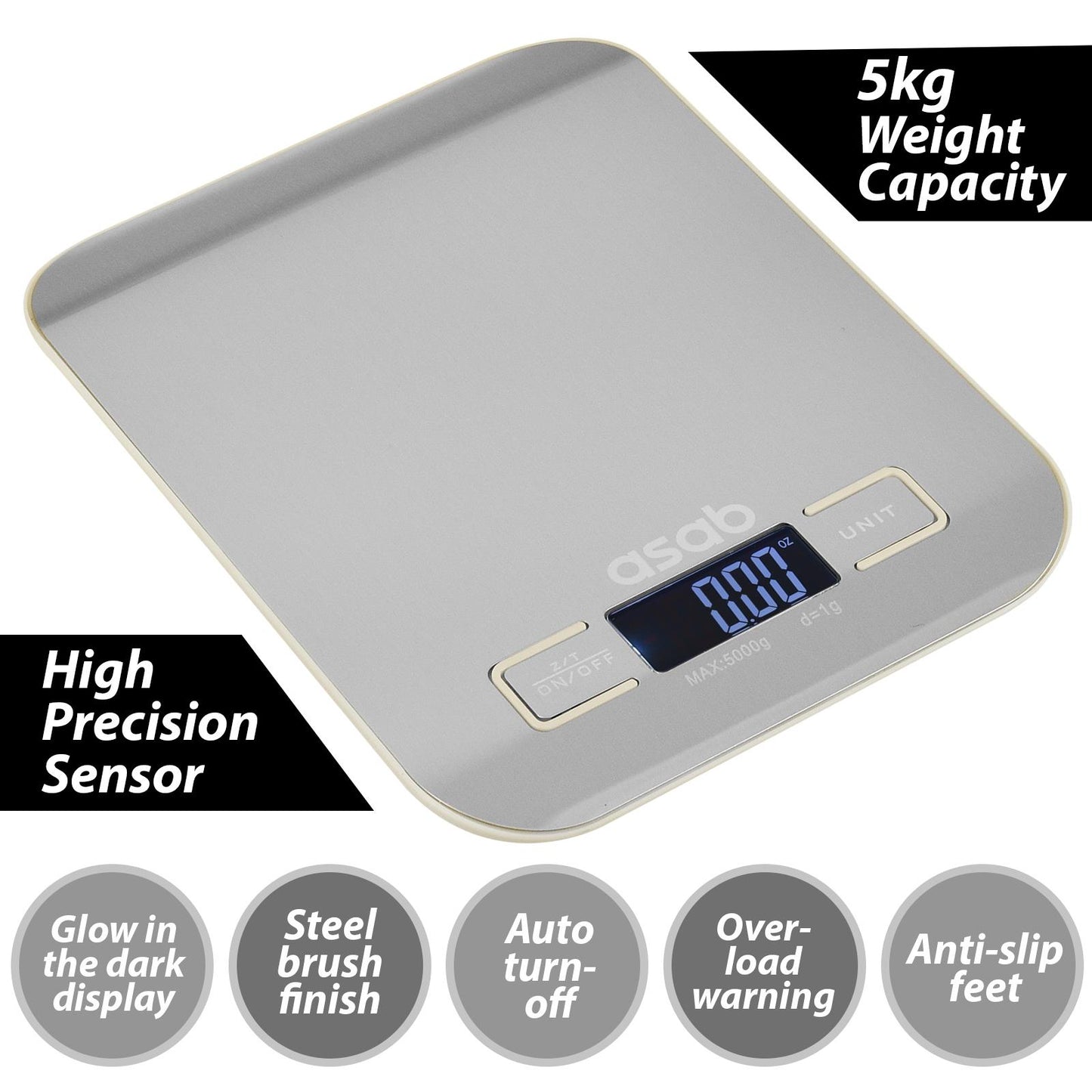 Electronic Kitchen Scale With A Pocket Lcd Display And Capacity Up To 5000G