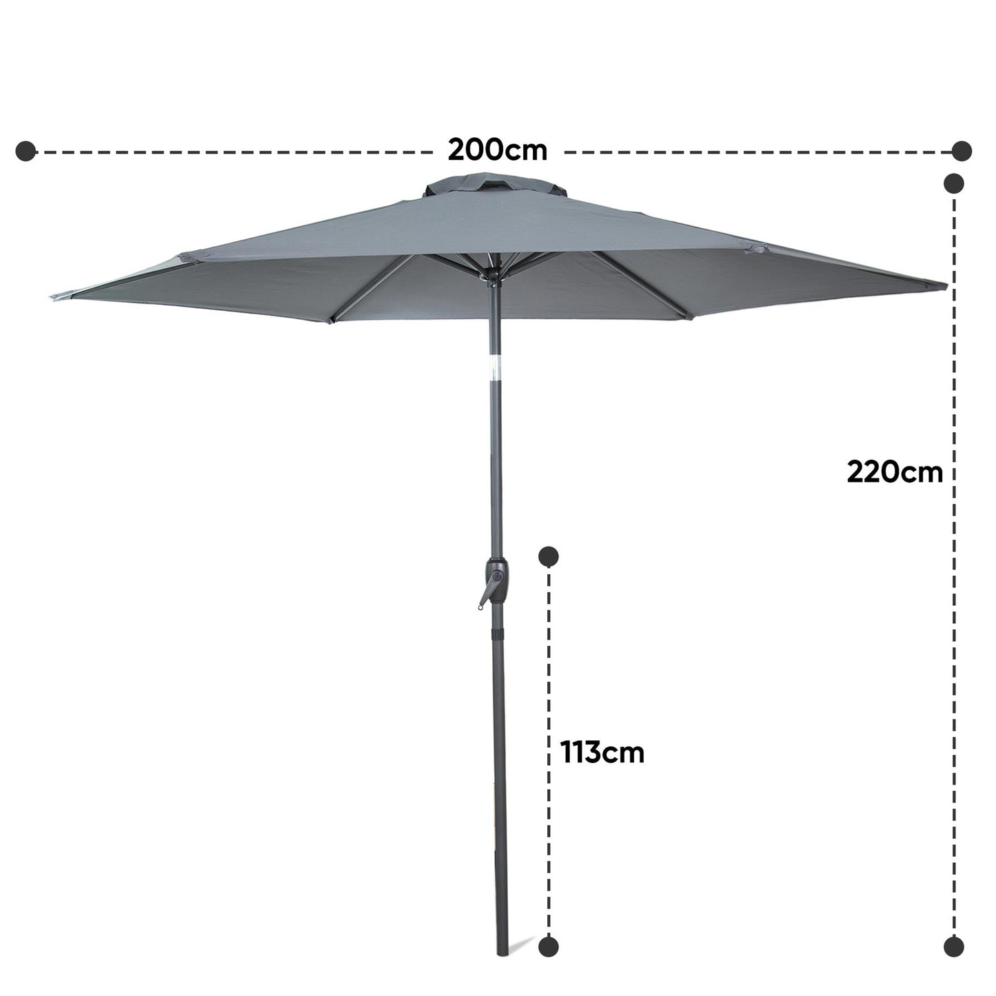 2.7M Garden Parasol Umbrella Grey Protection from Elements