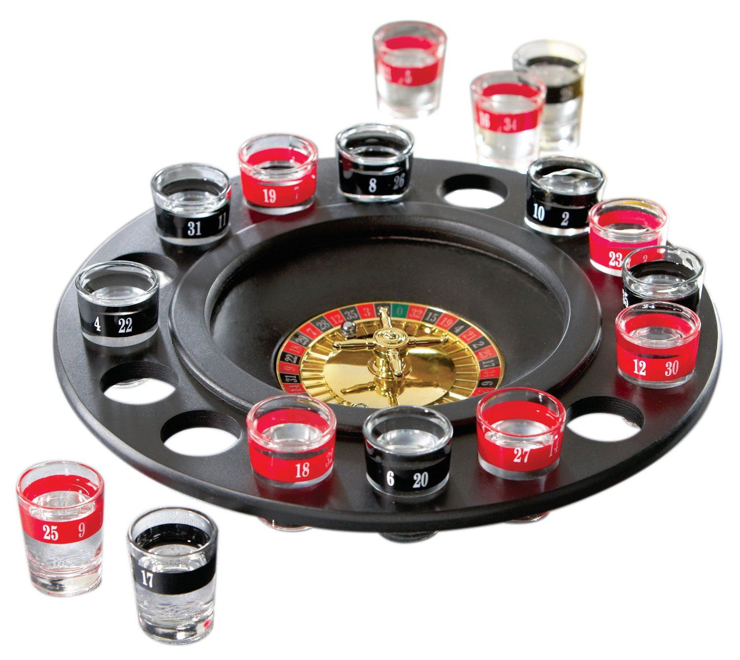 Party Drinking Game Roulette Wheel With Shot Glasses