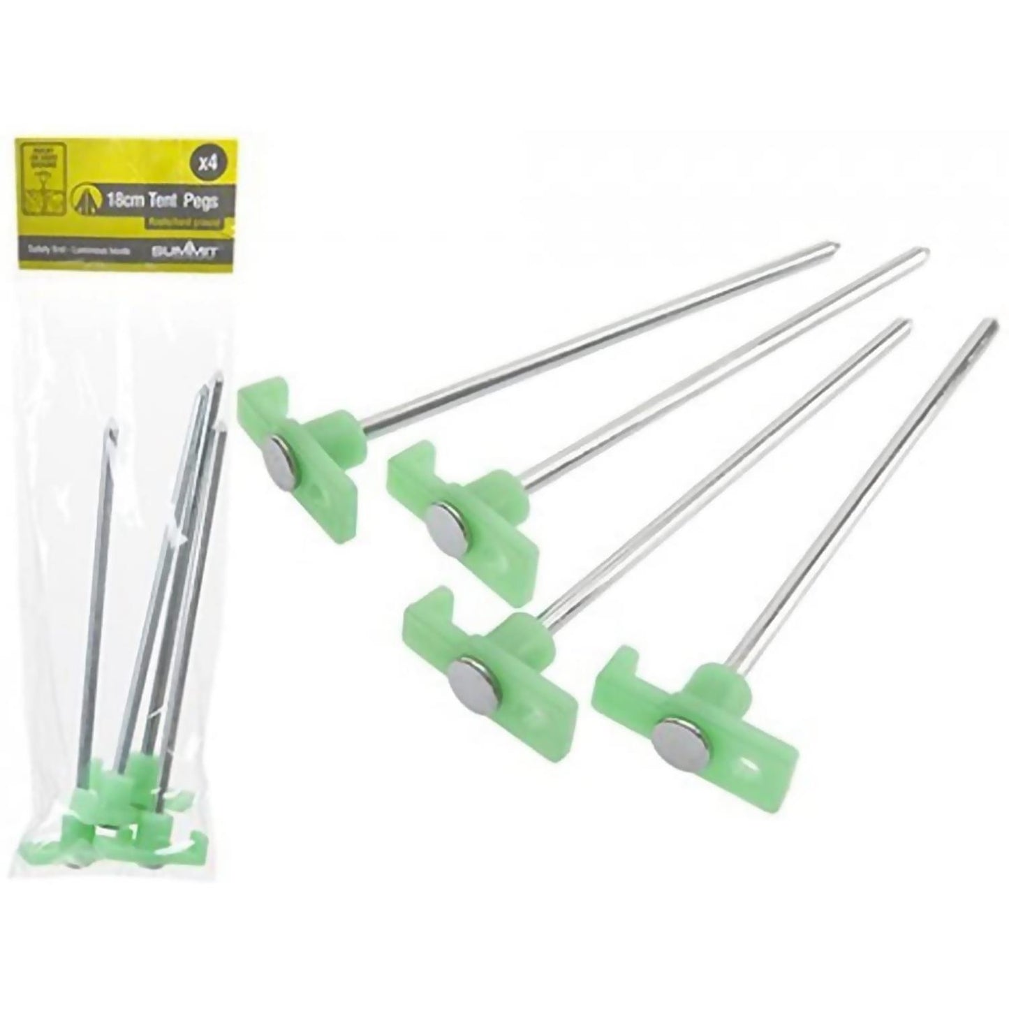 Glow-In-The-Dark Ground Rock 7-Inch Pegs For Tents
