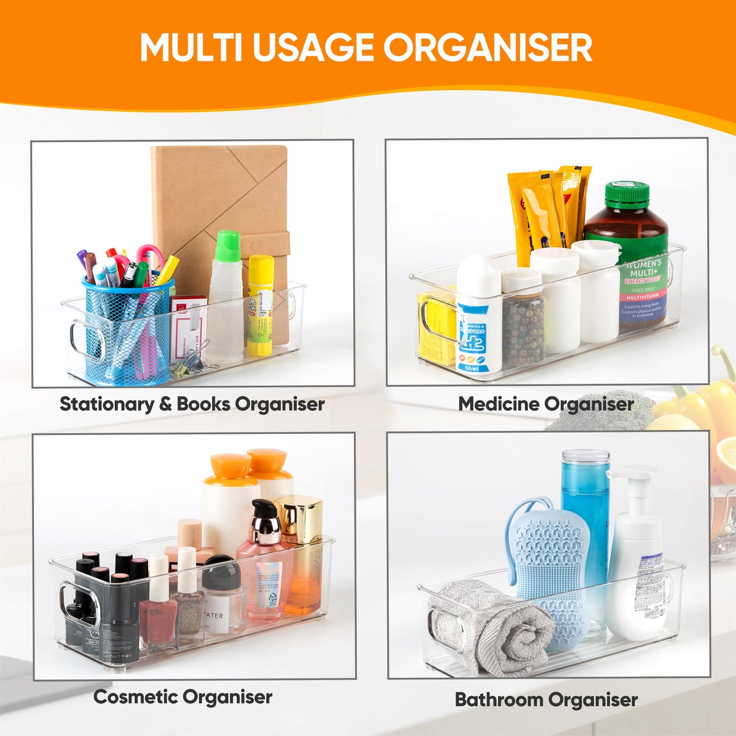 Transparent Acrylic Organisers 8 Pack