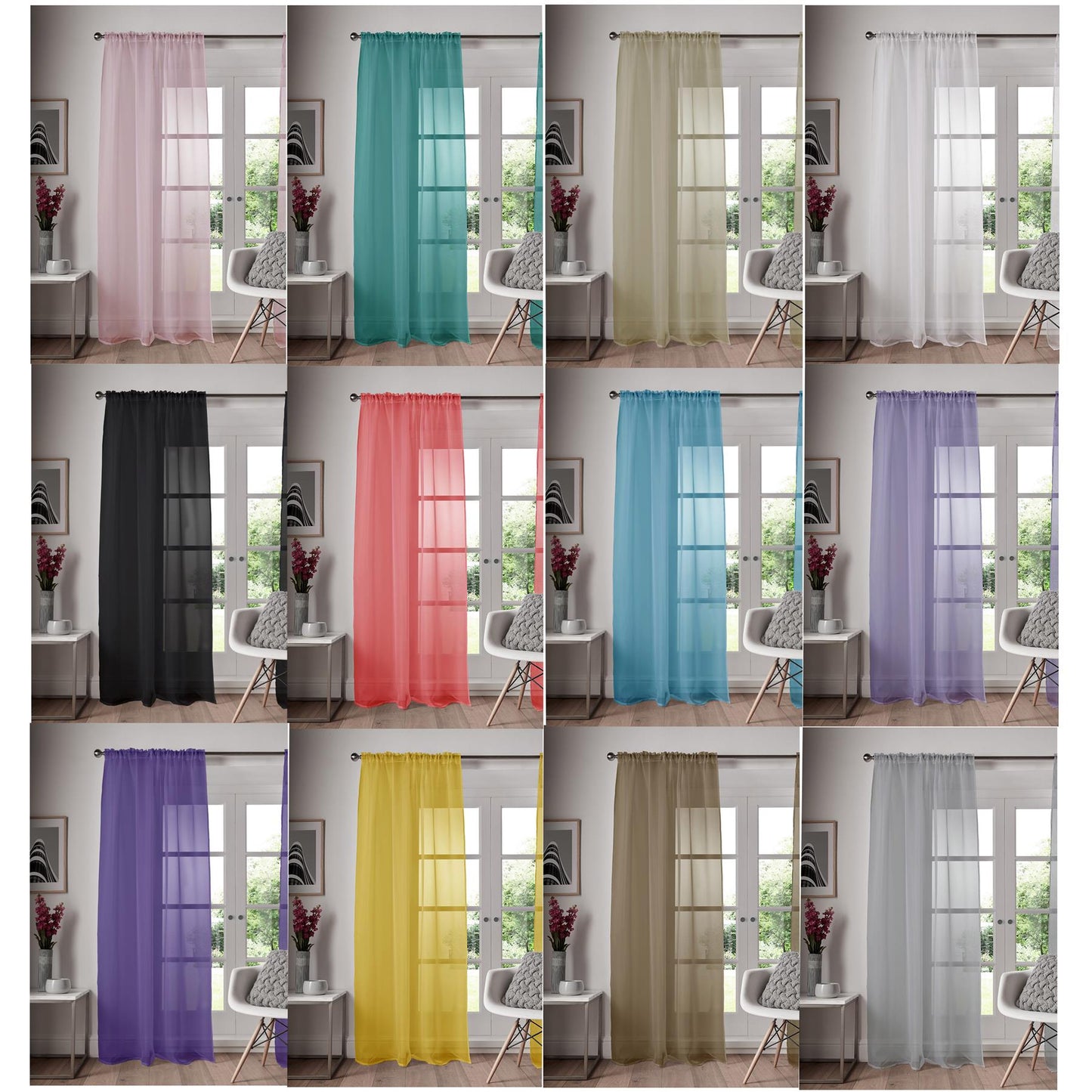 Sheer Window Drapes, Voile Panel Curtains