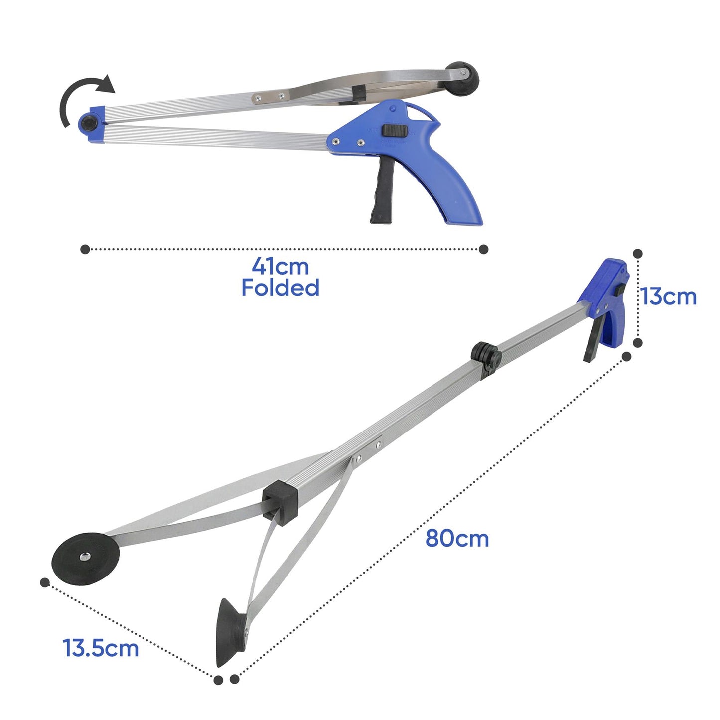 Lightweight Folding Grabber Tool For Litter Picking And Reaching Difficult Areas