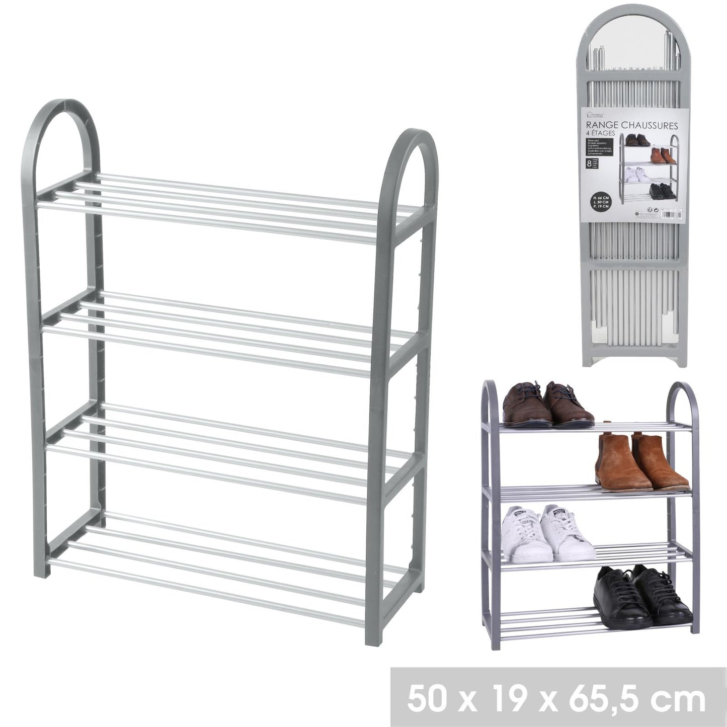 Compact and Sturdy 4-Tier Shoe Rack for 8 Pairs