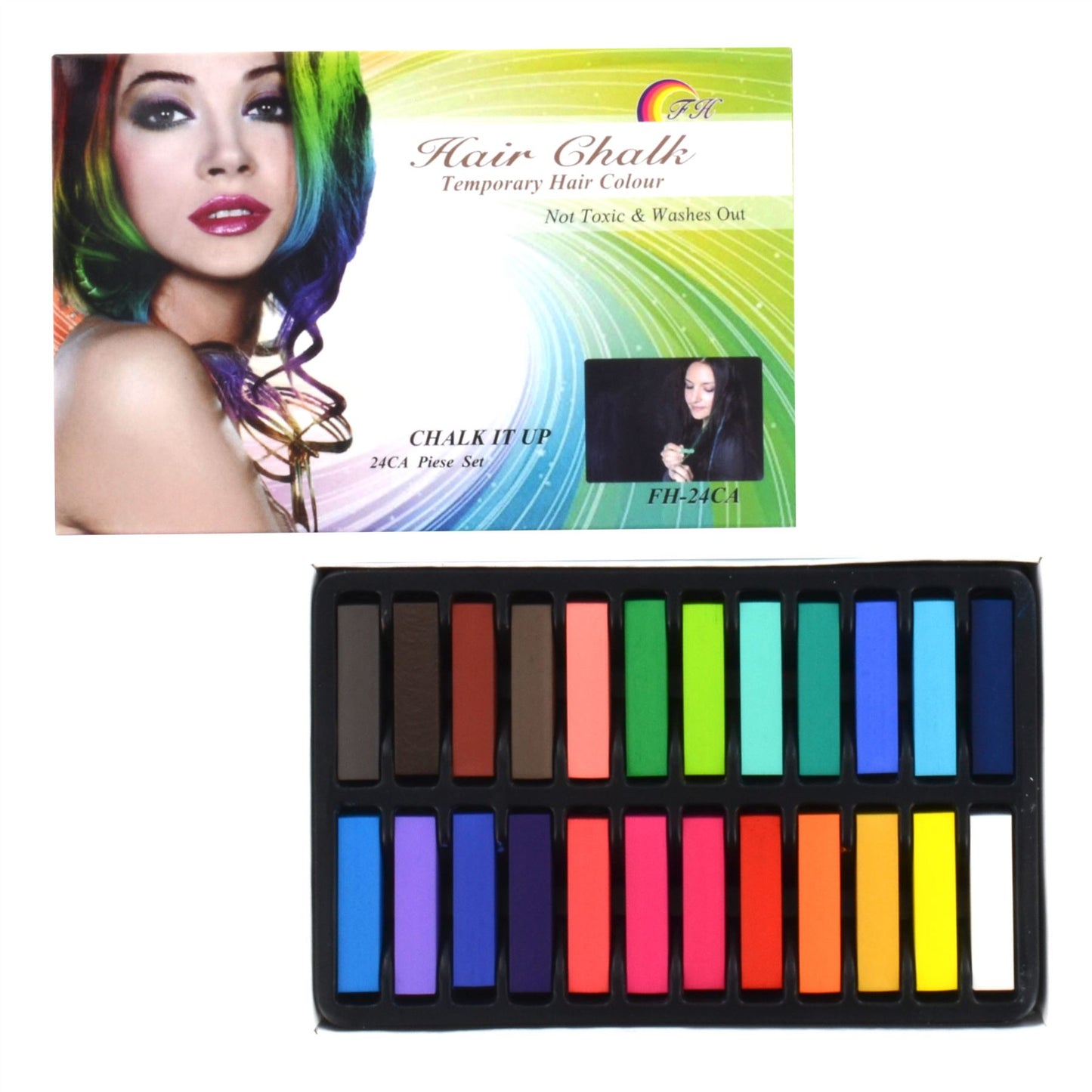Washable Hair Chalk Set, Temporary Hair Dye Kit, Non-Toxic Salon-Quality Color Pastels, DIY Hair Coloring