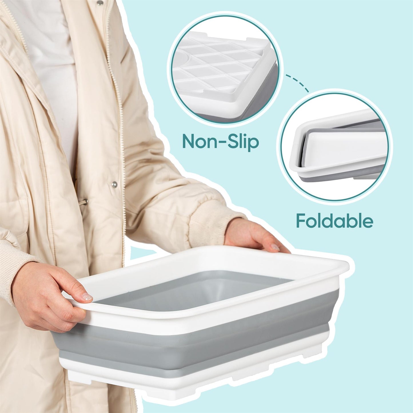 Foldable Dishwashing Basin, Portable Kitchen Sink, Large Camping Basin