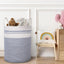 Grey & Cream Woven Laundry Basket Stylish Storage