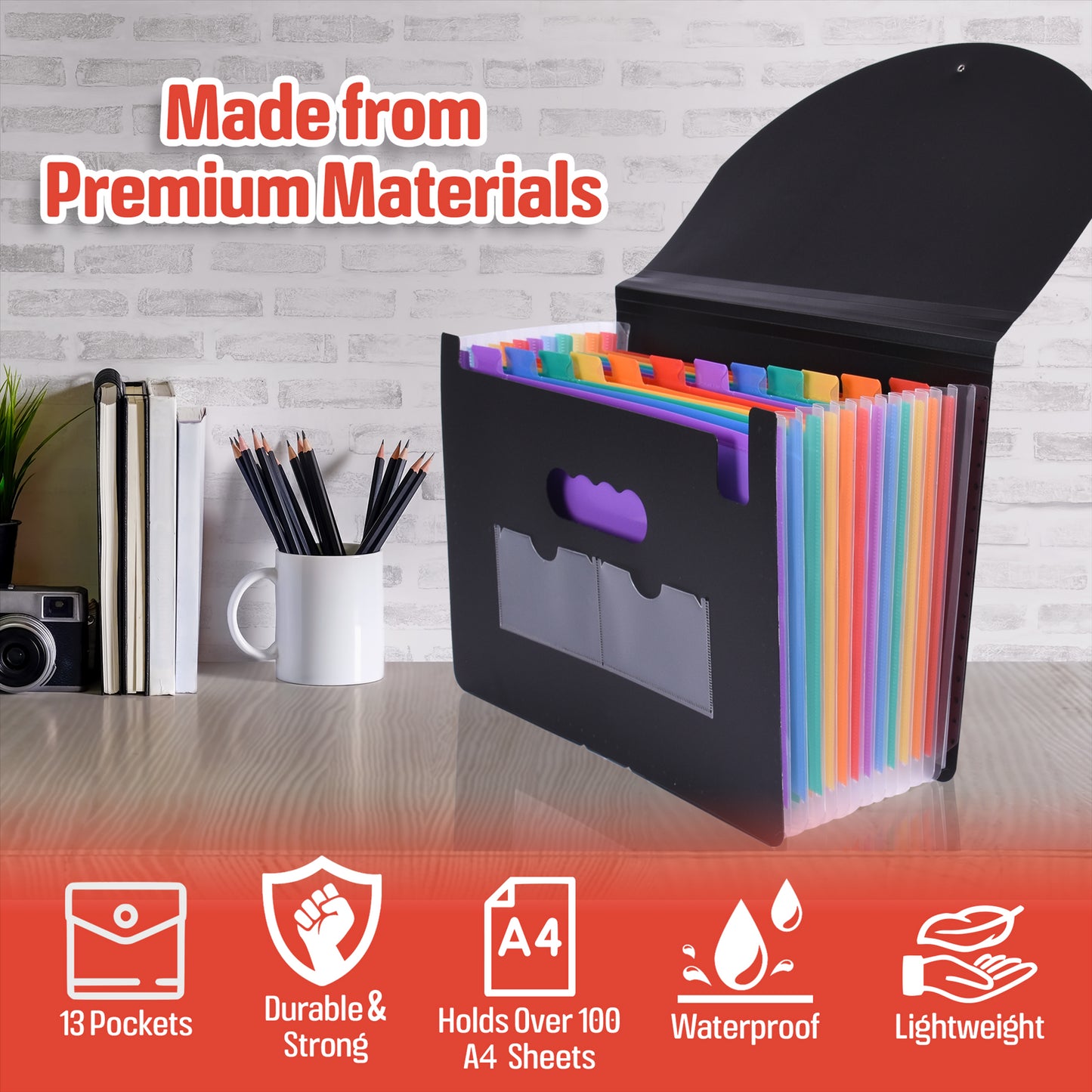 A To Z Expanding File Folder With Pockets For Organizing Documents