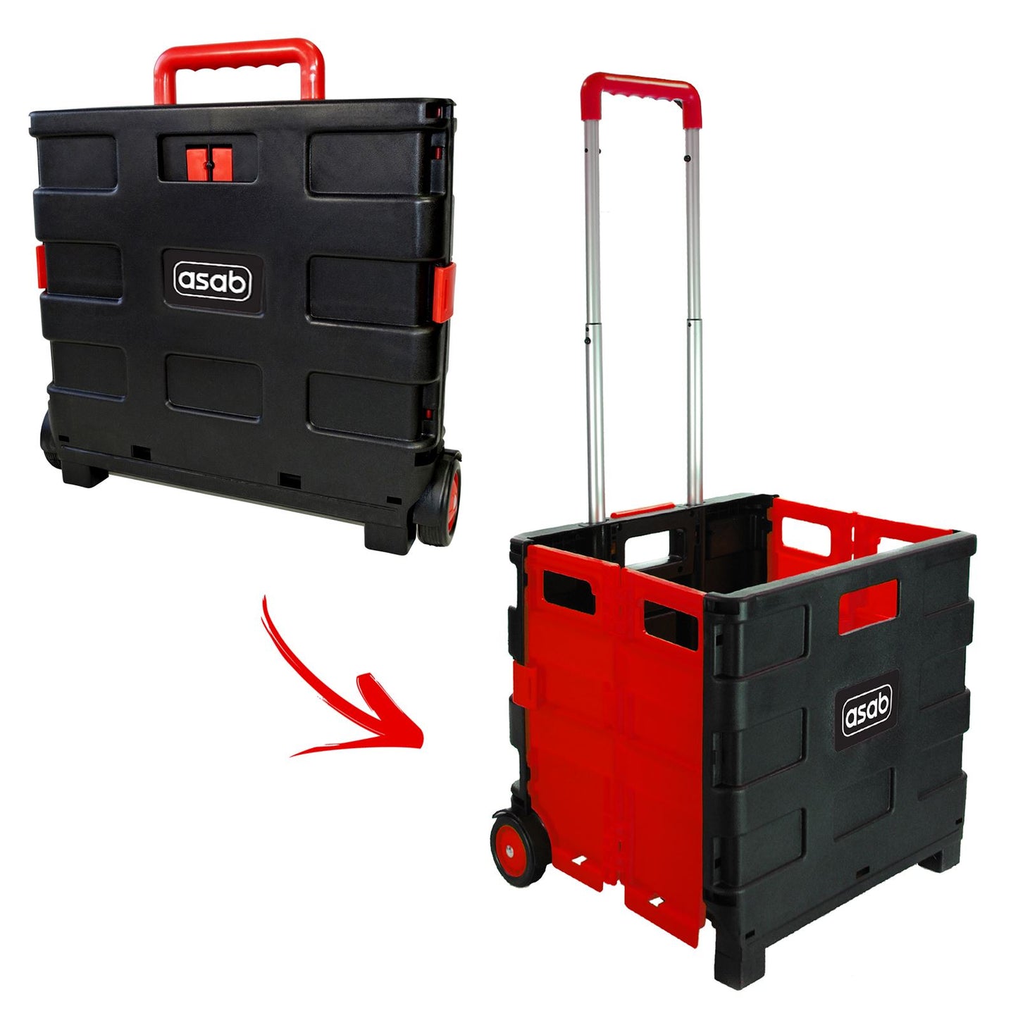 Foldable And Easy To Carry Red Shopping Trolley Cart
