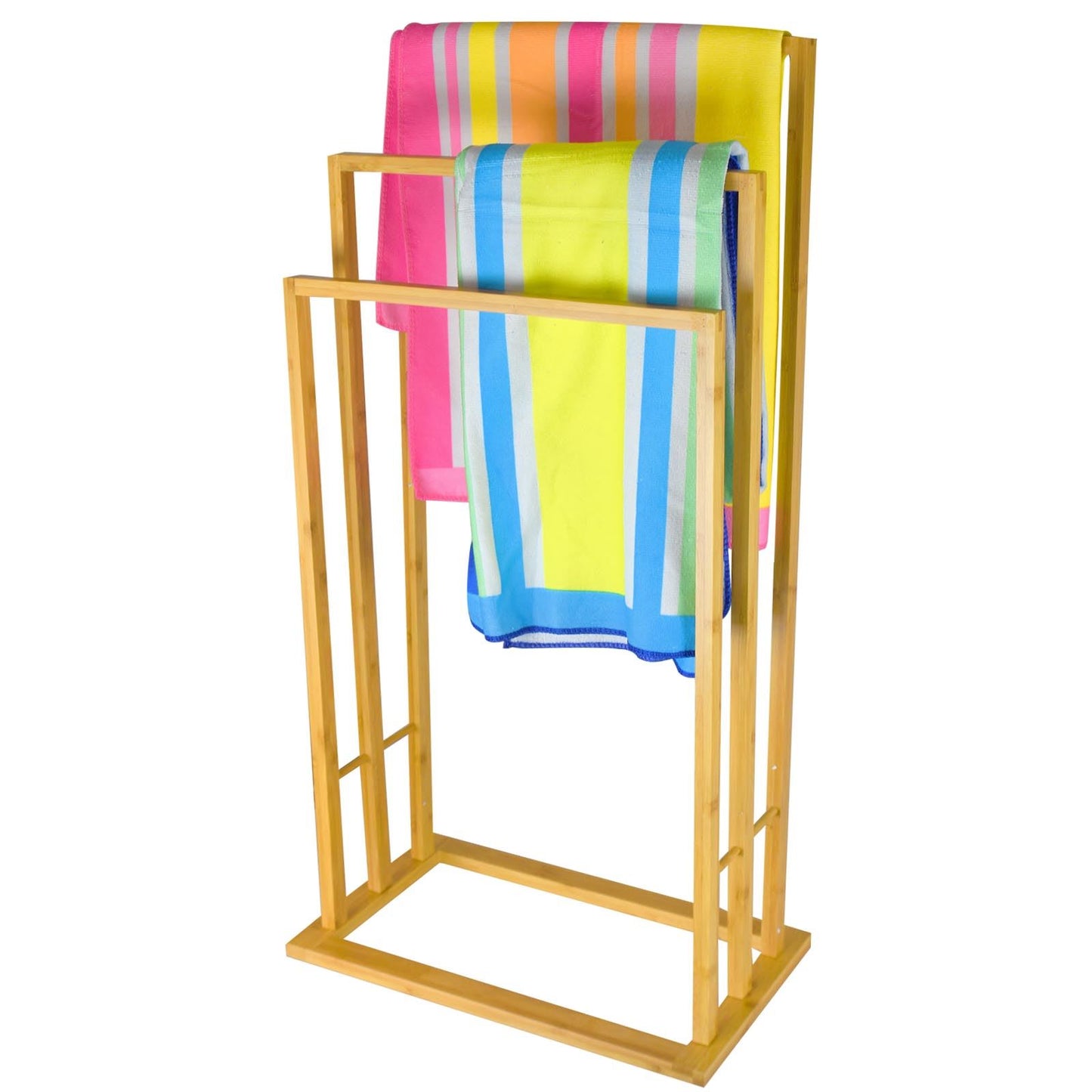 Bamboo Wood Towel Rack: 3 Tier Bathroom Organizer Free Standing