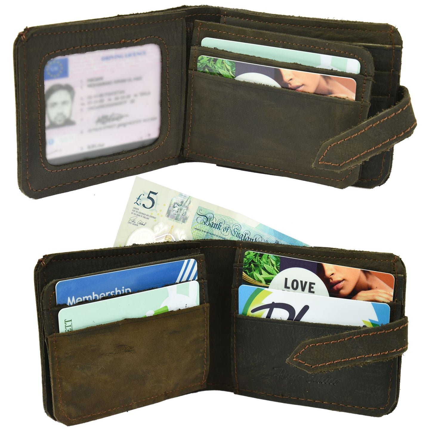 Stylish And Durable Men'S Genuine Leather Bifold Wallet