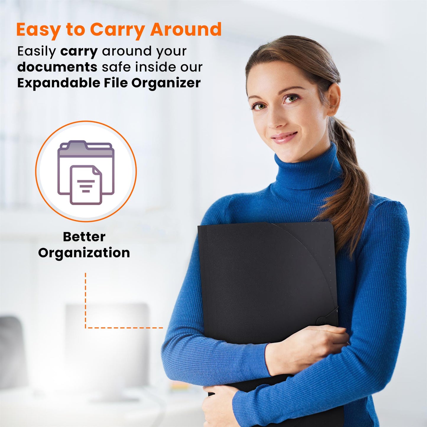 A4 24 Pocket Expanding File Organiser Black Efficient Storage