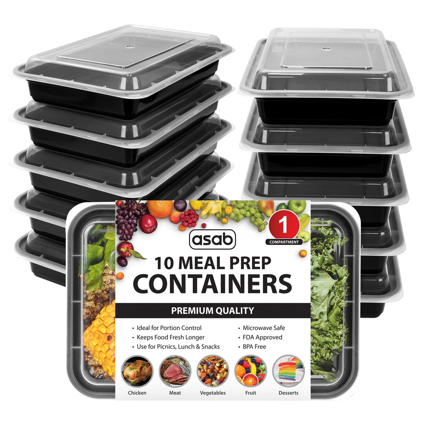 Plastic Food Containers for Meal Prep and Takeaway with Microwave and Freezer Safe Lids