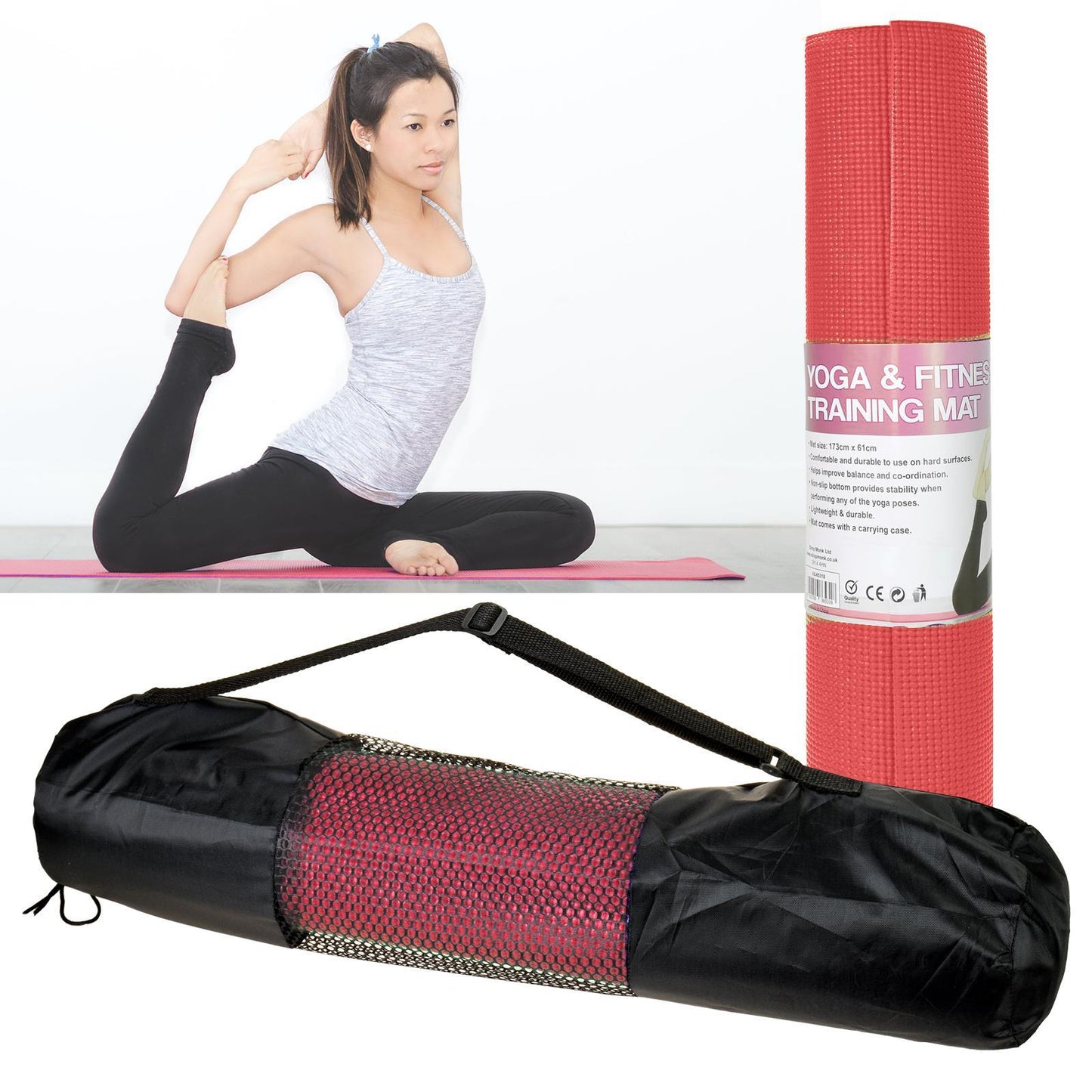 6mm Thick Anti-Skid Yoga Mat with Pilates Strap