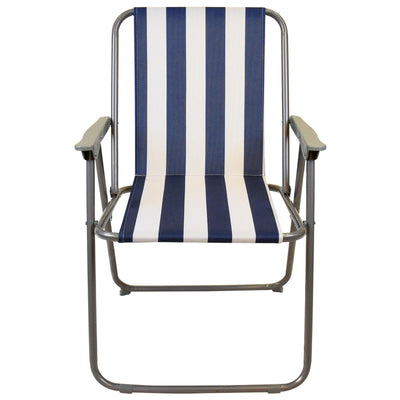 Portable And Comfortable Striped Outdoor Folding Deck Chair