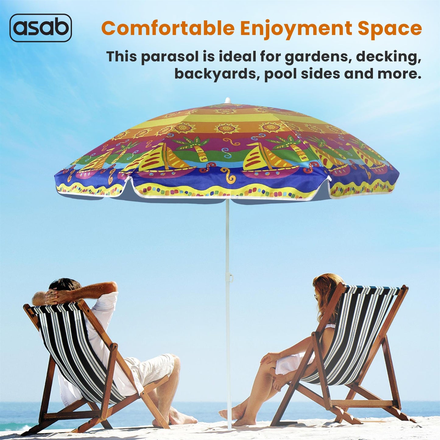 6Ft Beach Brolly Garden Patio Umbrella For Sun Protection