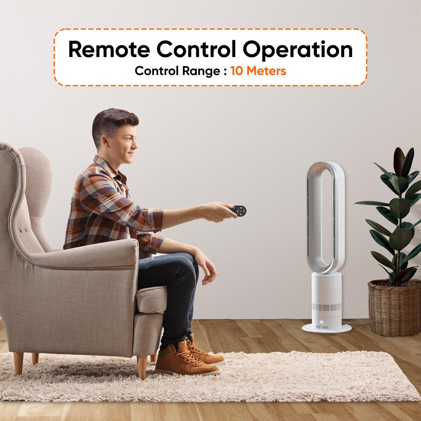 Home Air Cooling Tower Bladeless Fan with Remote Control Home Office Bedroom Use