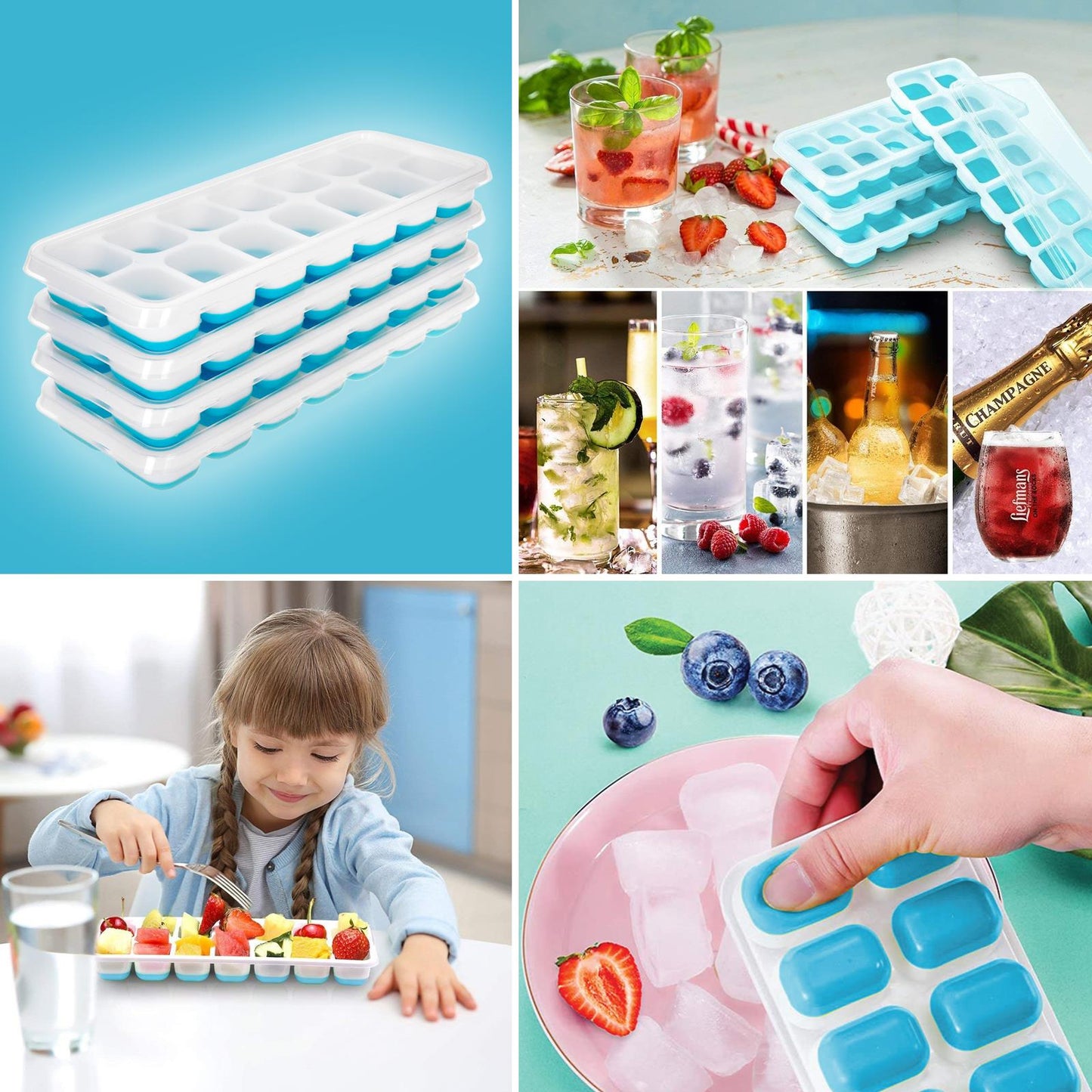 Create ice cubes with ease using 4Pcs Plastic Mini Ice Cube Trays