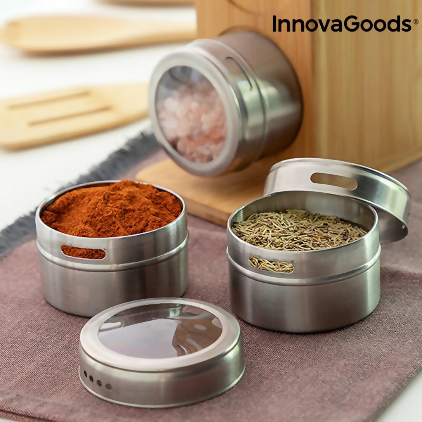 Eco-Friendly Bamboo Spice Pot Herb With Magnetic Lids