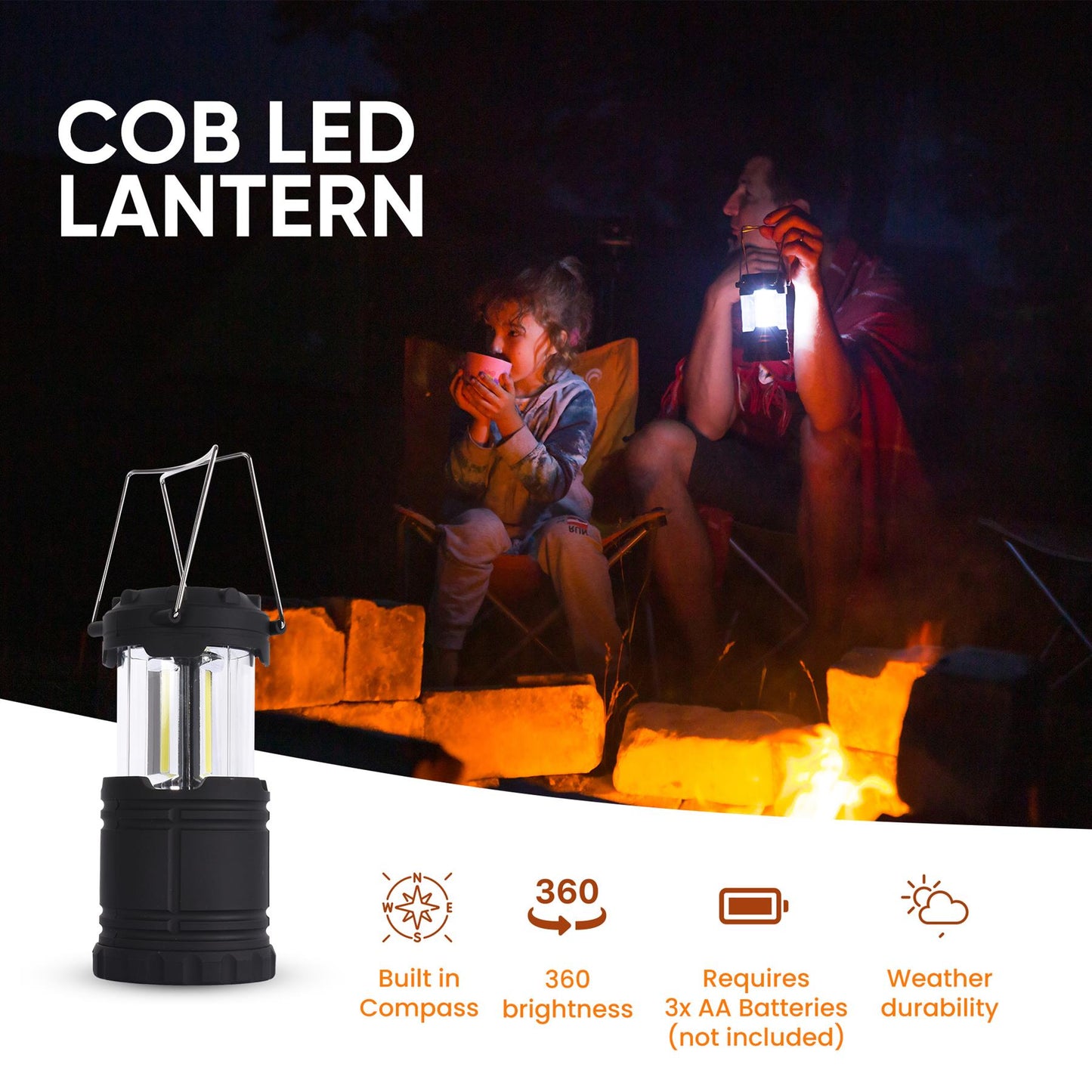Bright Led Collapsible Lantern And Torch Headlight Set