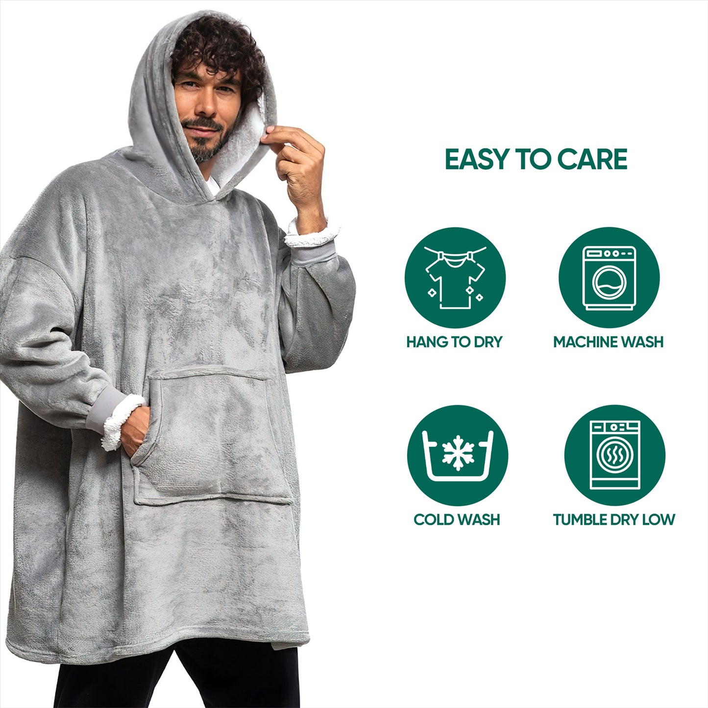 Oversized Sherpa Fleece Hoodie Blanket