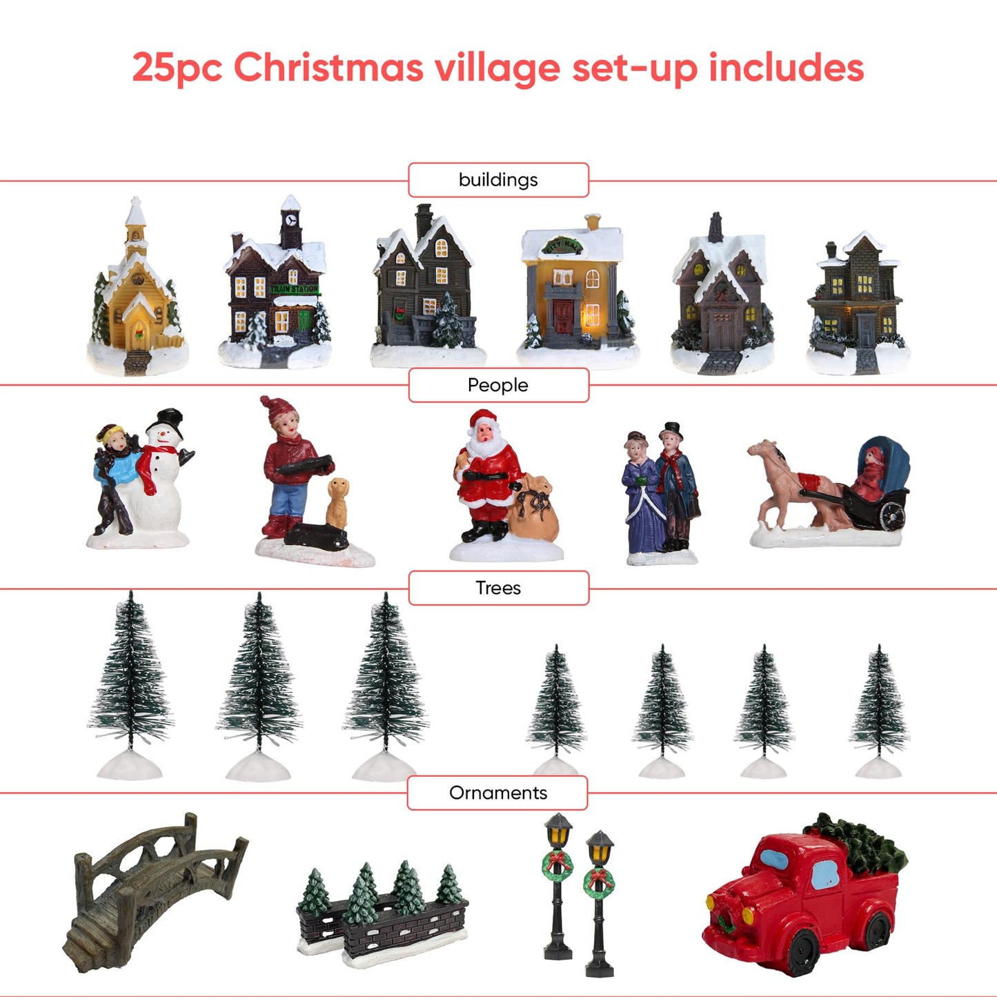 25-Piece Traditional Nativity Village Scene Set