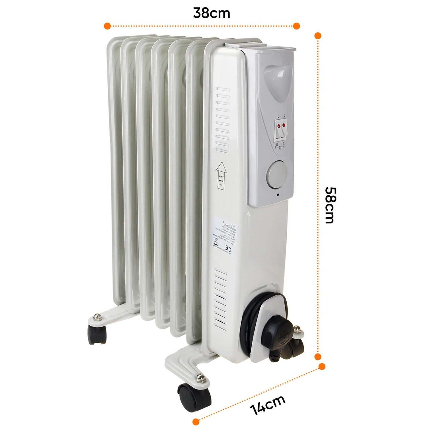 Powerful 2500W Oil Filled Radiator For Home Heating